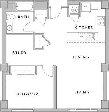 1BE floor plan